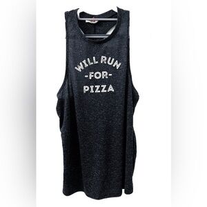 SO “Will Run For Pizza” Muscle Knot Tank Top Gray Women’s Medium Sleeveless